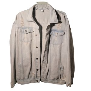 Denim Distressed Utility Men's Jacket Size Large